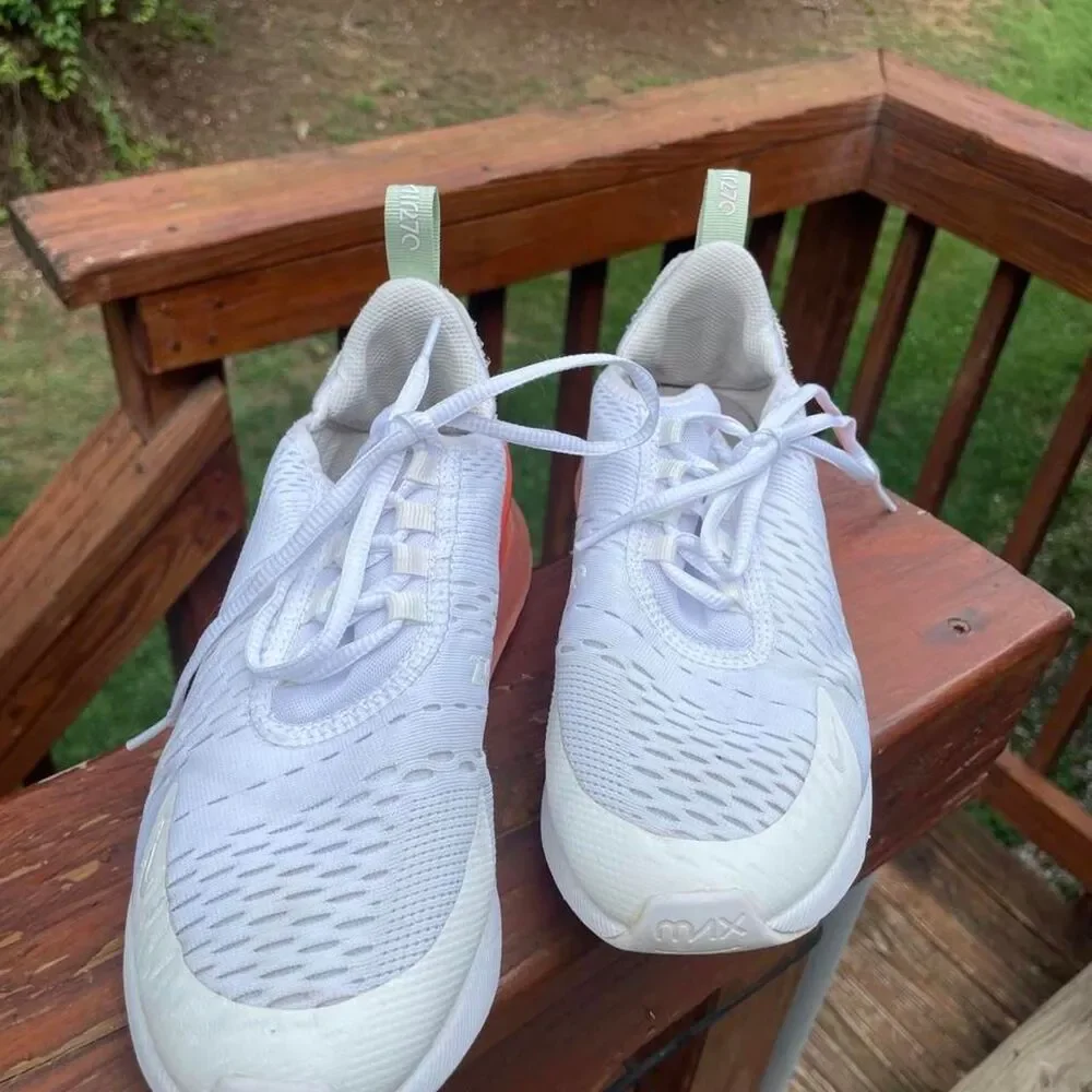 Nike Air Max 270 Youth 5.5 White Orange Running Sneakers
